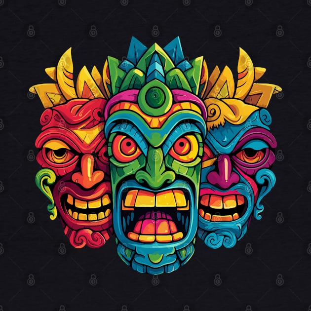 Three Tiki Masks by VelvetRoom